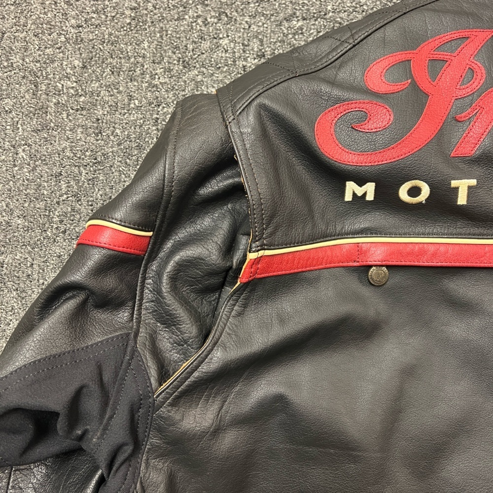 Indian Motorcyle Licensed Freeway Black Leather Coat Jacket Men's XXL - Picture 5 of 16